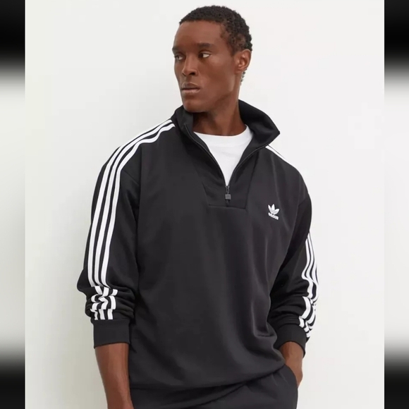Adidas Adicolor Funnel Neck Track Top Pullover Black Qtr Zip Jacket Small NWT - Picture 3 of 16